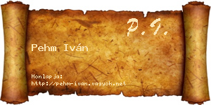 Pehm Iván névjegykártya